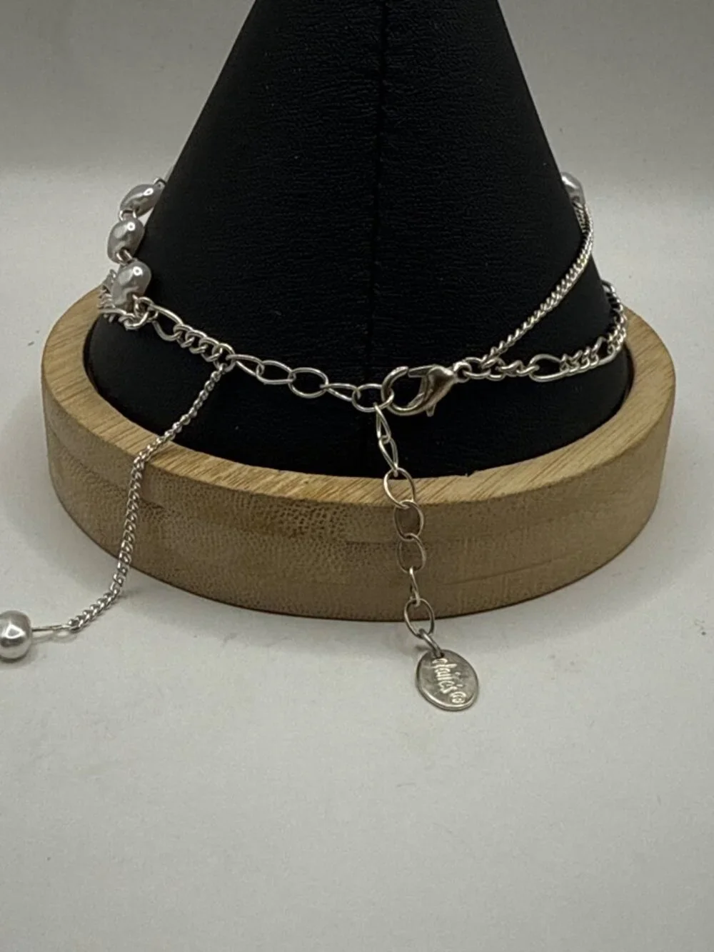 Claire's Y2K Layered Silver Tone Figaro Chain Pearl Butterfly Charm Stack Bracel